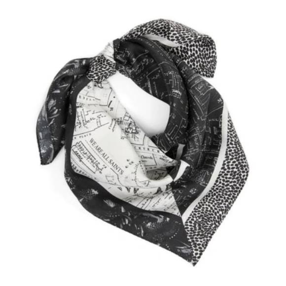 All Saints Spitalfields Splice Square Bandana Scarf in Black and White - Picture 2 of 5
